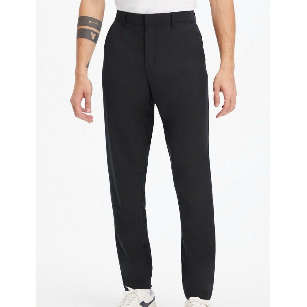 Fabletics Men's The Only Pant Black Chino Lightweight Golf Water Repellant 34X34